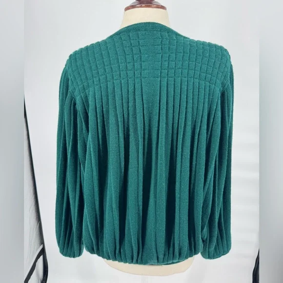 Castle of Ireland Emerald Green Ribbed Button Front Cardigan Sweater Size‎ L - Picture 3 of 9